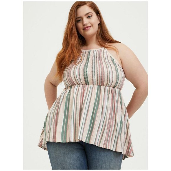 Torrid Super Soft Smocked High Neck Babydoll Top sz 5X Women's Plus - Picture 4 of 12